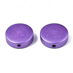 Средний Фиолетовый Расписные бусы из натурального дерева, жемчужные, плоско-круглые, средне фиолетовый, 15x4.5 мм, отверстие : 1.8 мм