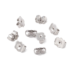 Stainless Steel Color 304 Stainless Steel Friction Ear Nuts, Flower, Stainless Steel Color, 6x5.5x3mm, Hole: 0.6mm