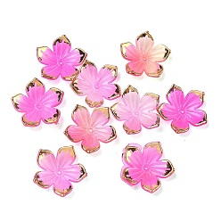 Фуксиновый Непрозрачные акриловые колпачки шарик, цветок, с золотым краем, красно-фиолетовые, 22.5~23x23.5~24x5 мм, отверстие : 1.4 мм, Около 1020 шт / 500 г