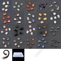 Mixed Stone DIY Necklaces Making Kit, Including Natural & Synthetic Mixed Gemstone Nugget Pendants, Imitation Leather Cord Necklace Making, 40Pcs/box