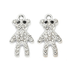 Платина Подвески из сплава и страза, нести прелести, uv покрытие, платина, 22.5x12.5x3.5 мм, отверстие : 1.8 мм