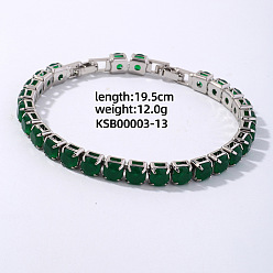 Темно-Зеленый Браслеты-цепочки из микрофибры из латуни в стиле хип-хоп для мужчин и женщин, темно-зеленый, 7-5/8 дюйм (19.5 см)