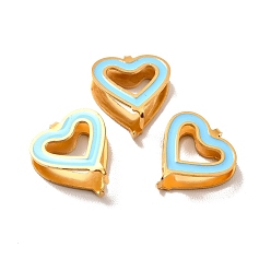 Light Sky Blue 304 Stainless Steel Snap on Bails, with Enamel, Heart, Golden, Light Sky Blue, 11x9.5x3.5mm, Pin: 0.9mm