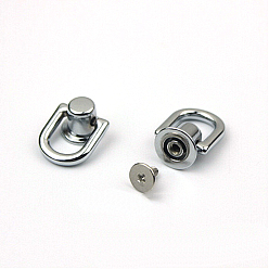 Platinum Alloy D Ring Head Screwback Button, with Screw, Button Studs Rivets for Phone Case DIY, DIY Art Leather Craft, Platinum, 2.2x1.2cm, Inner Diameter: 1cm