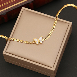 1# necklace Chic Shell Butterfly Necklace and Snake Bone Chain Set - Elegant Jewelry N1059