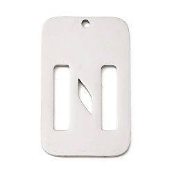 Letter N 304 подвески из нержавеющей стали, прямоугольник с буквой, цвет нержавеющей стали, Письмо N, 33x20x1.5 мм, отверстие : 1.8 мм