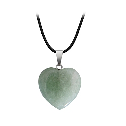 Green Aventurine Natural Green Aventurine Charms, with Silver Tone Metal Findings, Heart, 16x6mm