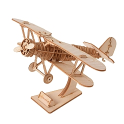 Wheat Wooden Airplane Model Kit, DIY 3D Puzzle for Boys and Girls, Children Intelligence Toys, Wheat, Finish Product: 230x170x115mm