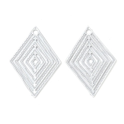 Серебро Аэрозольная краска 430 подвески из нержавеющей стали, ромб, серебряные, 19x13.5x0.3 мм, отверстие : 1 мм