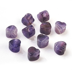 Amethyst Natural Amethyst European Beads, Large Hole Beads, Heart, 13~14x13~14x9~10mm, Hole: 5.5~6mm