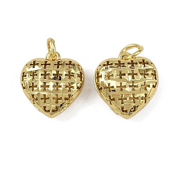 Настоящее золото 18K Латунные подвески, сердце прелести, долговечный, без кадмия и без свинца, стойки покрытие, с целью перехода в кольце, реальный 18 k позолоченный, 16.5x15.5x7.5 мм, отверстие : 4.5 мм