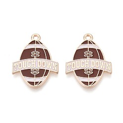Верблюжий Подвески из эмали и сплава, регби с талисманами «Приземление по слову», золотые, верблюжие, 25x19x1 мм, отверстие : 1.6 мм