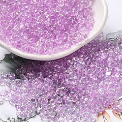 Violet Glass Seed Beads, Peanut, Violet, 5.5~6x3~3.5x3mm, Hole: 1~1.2mm