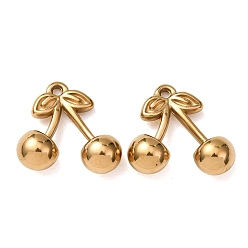 Вишня 304 прелести нержавеющей стали, фруктовое очарование, ионное покрытие (ip), золотые, вишня, 15x15x5.5 мм, отверстие : 1.4 мм