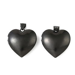 Черный 316 подвески из нержавеющей стали Locket, шарма сердца, с 304 защелкой из нержавеющей стали на поручнях, долговечный, ионное покрытие (ip), чёрные, 36x34x12 мм, отверстие : 7.5x3.5 мм, внутренний диаметр: 27x26.5 мм