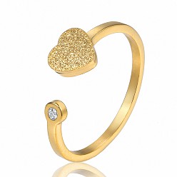 Золотой Стильные регулируемые 304 манжеты-кольца в форме сердца из нержавеющей стали для женщин, минималистичные модные украшения для рук, золотые, показать на картинке