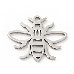 Stainless Steel Color 201 Stainless Steel Pendants, Bee, Stainless Steel Color, 15x18.5x1mm, Hole: 1.4mm