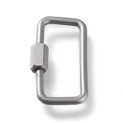 Stainless Steel Color 304 Stainless Steel Screw Carabiner Lock Charms, for Necklaces Making, Rectangle, Stainless Steel Color, 25.5x14.5x4mm, Screw: 7x4.5x4mm