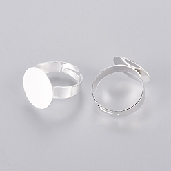 Silver Iron Ring Components, Adjustable, Silver Color Plated, Inner Diameter: 18mm