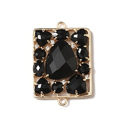 Черный Подвески-коннекторы из латуни с микропаве из прозрачного кубического циркония и кошачьего глаза, реальный 18 k позолоченный, стойки покрытие, долговечный, без кадмия и без свинца, чёрные, 33.5x23x6 мм, отверстие : 1.8 мм