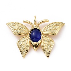 Midnight Blue Opaque Resin Pendants, Butterfly Charm, with Real 18K Gold Plated Brass Findings, Cadmium Free & Lead Free, Real 18K Gold Plated, Midnight Blue, 22.5x31x4mm, Hole: 3mm