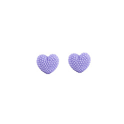 E1856-2/Purple Heart 925 Silver Heart-shaped Stud Earrings - Minimalist Geometric Circle Earings, Cute and Stylish.