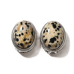 Далматинских Джаспер Многорядные звенья из натуральной далматинской яшмы, овальные, без кадмия и без свинца, платина, 21x16.5x11.5 мм, отверстие : 3 мм