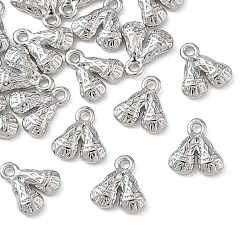 Platin Farbe Shegrace Messinganhänger, Doppelglockenanhänger, Nickel frei, Platin Farbe, 9x8x2 mm, Bohrung: 1.2 mm