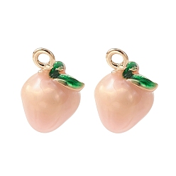 Pink 2подвески из латуни с эмалью, имитация фруктов, золотой свет, персиковое очарование, розовые, 12x11x8 мм, отверстие : 1.2 мм