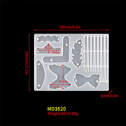 White Hair Accessories Silicone Molds, Resin Casting Molds, For UV Resin, Epoxy Resin Craft Making, Butterfly Pattern, White, 237x180x6mm