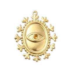 Golden Brass Pendant Rhinestone Settings, Oval Charm with Evil Eye Pattern, Golden, Fit for 2.5mm Rhinestone, 31x25x2mm, Hole: 1.4mm