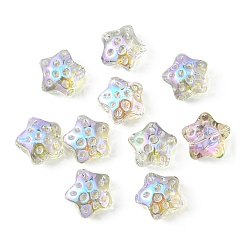 Gainsboro Transparent Electroplate Glass Beads, Rainbow Plated, Star, Gainsboro, 15x15x9mm, Hole: 1.2mm