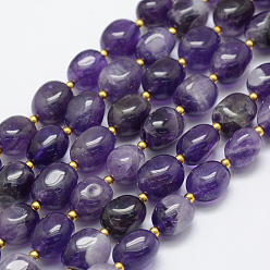 Amethyst Natural Amethyst Beads Strands, Egg Stone, 11~15x8~13mm, Hole: 1mm, about 23pcs/strand, 15.3 inch(39cm)