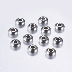 Stainless Steel Color 201 Stainless Steel Spacer Beads, Rondelle, Stainless Steel Color, 6x3mm, Hole: 2mm