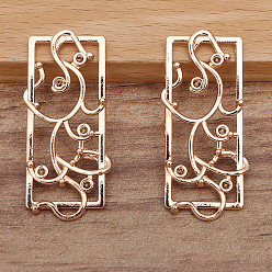 Light Gold Alloy Pendant Rhinstone Settings, Vines Wrapped Around the Window, Light Gold, Fit for 1.5mm Rhinestone, 38x17mm