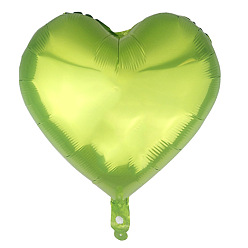Spring Green Heart Aluminum Film Valentine's Day Theme Balloons, for Party Festival Home Decorations, Spring Green, 450mm