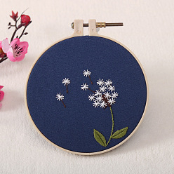 Flower DIY Flower Pattern Embroidery Kits, Including Printed Cotton Fabric, Embroidery Thread & Needles, Dandelion Pattern, 120mm