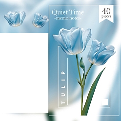Sky Blue 40 Sheets Tulip Cute Memo Pad Sticky Notes, Sticker Tabs, for Office School Reading, Sky Blue, 40x40x5mm