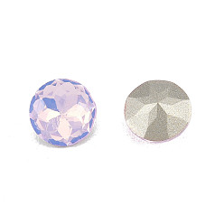 Light Rose K9 Glass Rhinestone Cabochons, Pointed Back & Back Plated, Faceted, Flat Round, Light Rose, 8x5mm