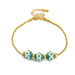 Бирюза Латуни европейские браслеты, эмалевый бисер, реальный 18 k позолоченный, бирюзовые, 7-3/4 дюйм (19.6 см)