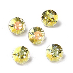 Light Jonquil AB Стеклянные кабошоны со стразами в стиле AB, задние и задние, алмаз, светлый жонкиль аб, 8.1x5.6 мм