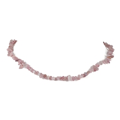 Rose Quartz Natural Rose Quartz Chip Beaded Necklace, Golden, 15.94~15.98 inch(40.5~40.6cm)