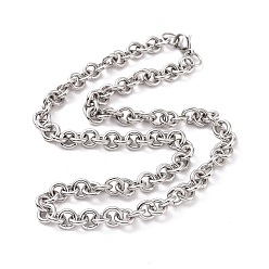 Stainless Steel Color 304 Stainless Steel Rolo Chains Necklaces, with Lobster Claw Clasps, Stainless Steel Color, 19.65 inch(49.9cm)