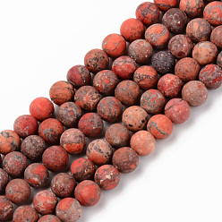 Coral Natural American Turquoise Beads Strands, Frosted, Dyed & Heated, Round, Coral, 6mm, Hole: 1mm, about 59~60pcs/strand, 15.16'(38.5cm)