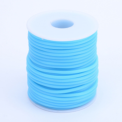 Deep Sky Blue Hollow Pipe PVC Tubular Synthetic Rubber Cord, Wrapped Around White Plastic Spool, Deep Sky Blue, 2mm, Hole: 1mm, about 54.68 yards(50m)/roll