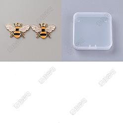 Light Gold 30Pcs Alloy Enamel Pendants, Bee Charms, Light Gold, 26x17x1.5mm, Hole: 2mm