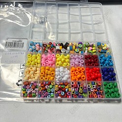 Mixed Color DIY Jewelry Making Kits, including Plastic Beads, Resin Beads, Polymer Clay Beads, Mixed Color, 9x6mm, Hole: 3.8mm, 12 colors, 23pcs/color, 276pcs