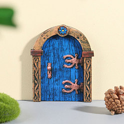 Blue Wood Elf Fairy Door Figurines Ornaments, for Garden Courtyard Tree Decoration, Blue, 100x10mm