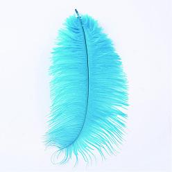 Deep Sky Blue Ostrich Feather Costume Accessories, Dyed, Deep Sky Blue, 20~25m