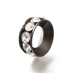 Черный Латунные бусины разделители для поставки стразов, без кадмия и без свинца, долговечный, стойки покрытие, кольцо, чёрные, 12.5x5 мм, отверстие : 6.5 мм